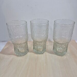 Set of 3 Textured Glass Tumblers Textured Water Glasses Drinking Glasses